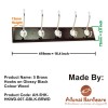 5 Brass Hooks on Glossy Black Colour Wood 